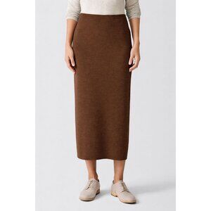 EILEEN FISHER  Regenerative Wool Merino Rib Pencil Skirt Brown Size XS NWT